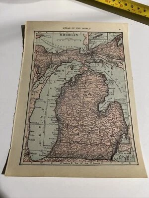 Hammond’s Antique 1914 Map Of Michigan 6x8 - Image 1 of 4
