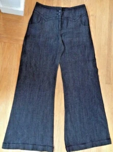 Elevenses ANTHROPOLOGIE LEINEN/WOLLE HIGH WAISTED Hose WEITES BEIN Hosen anthrazit 4 - Bild 1 von 3