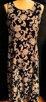 Studio 1 Petite 长黑色带薄白色佩斯利无袖连衣裙 8 码娇小 — 第 1/4 张图片