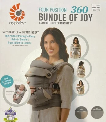 Ergobaby Bundle of Joy Four Position 360 Carrier cinza/castanho inserção infantil - Imagem 1 de 4