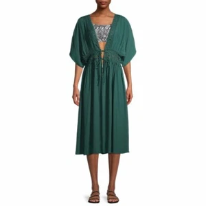 - JADE GREEN TIME und TRU LANGE SPITZE TAILLE KURZÄRMELIG SCHWIMMEN COVER UP SMALL - Bild 1 von 6