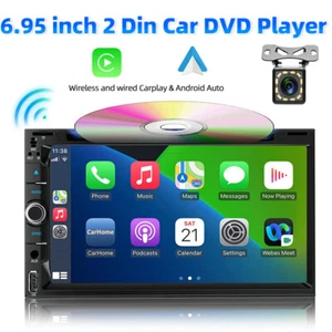 Wireless Carplay 6.95" Car MP5 Stereo CD/DVD Player Touch Screen 2 Din Car Radio - Picture 1 of 12