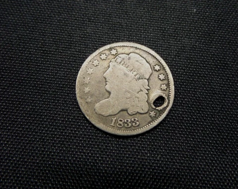 1833 Capped Bust Half Dime 5c Silver Coin - C938 Cover