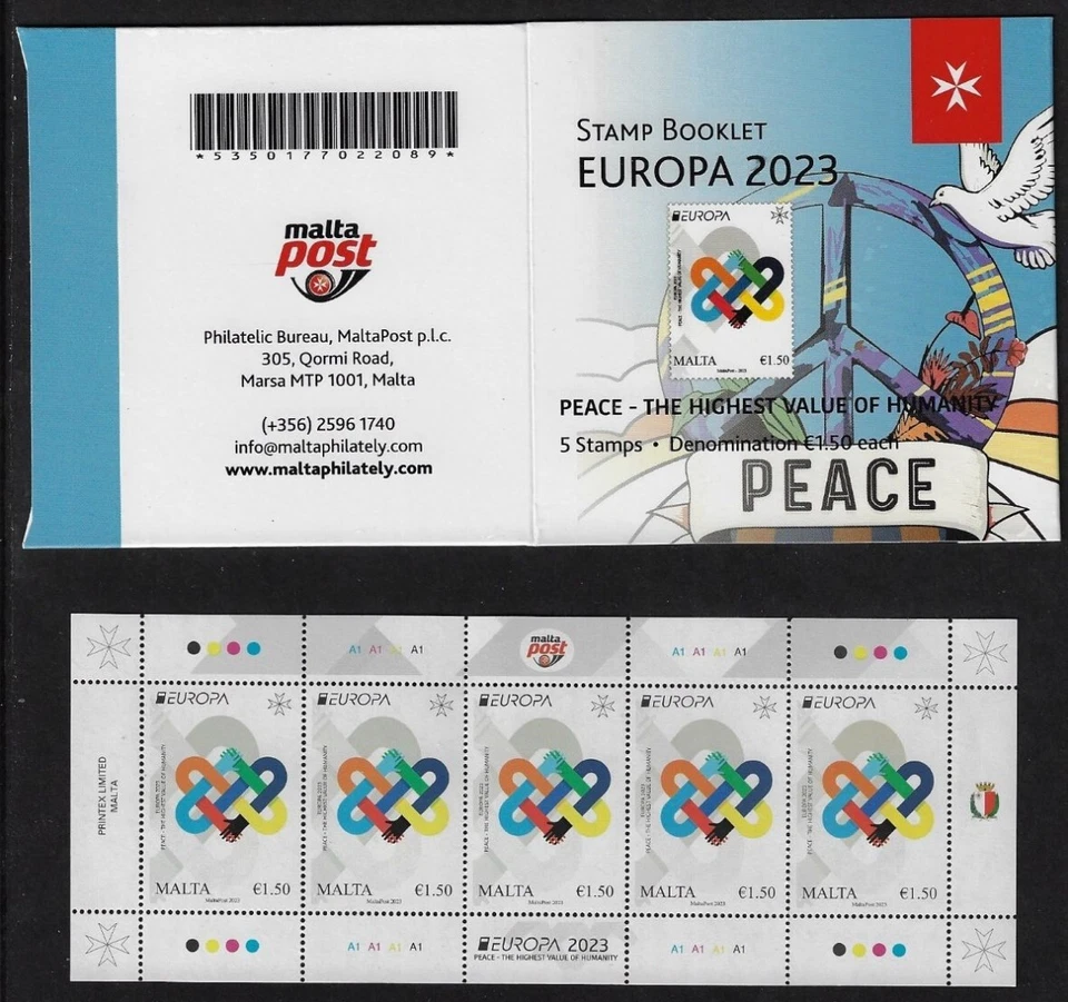 Malta 2023 Malte SEPAC Europa Cept PAZ Paloma Pax Paix Pace Pau 5v LIBRO Foto 1 de 1