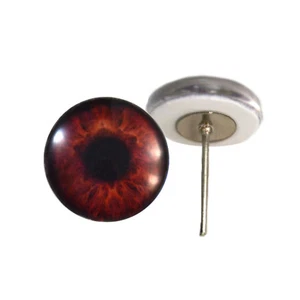 Paar 12 mm braune Echtglasaugen auf Draht Pin Pfosten für Filzpuppenherstellung - Bild 1 von 3