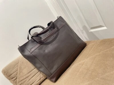 Men’s Brown Leather Briefcase Laptop Travel Tote Crossbody Work Bag - Image 1 of 4