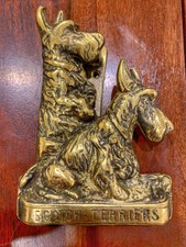 Antique Brass Scotch Terriers Door Knocker (c. 1930s)