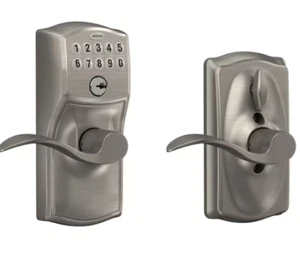 Schlage Camelot Satin Nickel Electronic Handle and Keypad - Picture 1 of 6