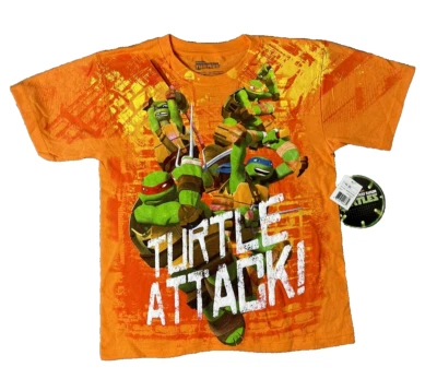 TMNT Teenage Mutant Ninja Turtles Boys Orange T-Shirt Turtle Attack MEDIUM (8) - Image 1 of 4