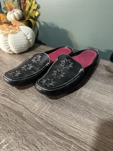 cole haan leather Backless loafers women Size 7 Floral Cut Outs Vintage 90s - Picture 1 of 6