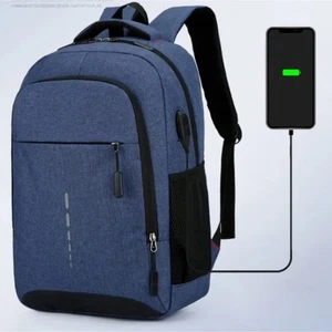 Mens Backpack Large Capacity USB Laptop Rucksack Work Travel Student School Bag - Picture 1 of 14