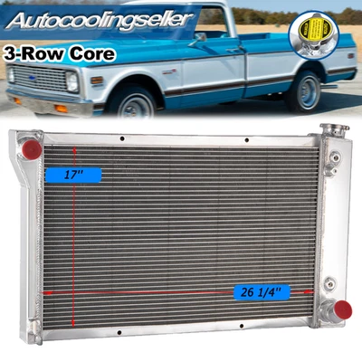 3-Core Radiator Fits 1967-1972 Chevrolet C/K 10 20 30 Chevy Pickup Truck AT Foto 1 de 4