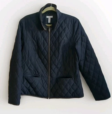 Chaqueta Charter Club Mujer Talla L Negra Acolchada Cremallera Completa Frontal Foto 1 de 4