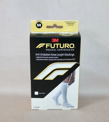 Futuro 3M Medical Moderate Compression Unisex Anti Embolism White Knee Socks New - Image 1 of 4