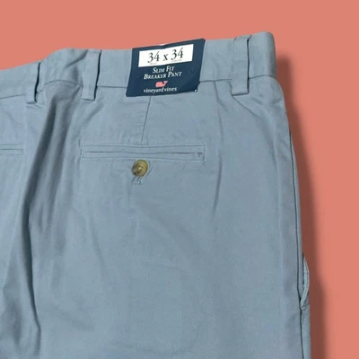 Pantalones chinos Vineyard Vines para hombre 34 x 34 Ice Baby Blue Breaker Preppy golf nuevos Foto 1 de 4