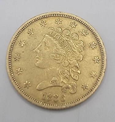 BLOQUE DE ÁGUILA CUARTO DE ORO 1836 $2,50 8 XF HERMOSA MONEDA DE ORO CLÁSICA TEMPRANA Foto 1 de 4