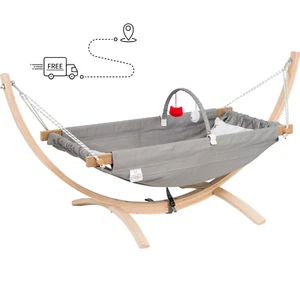 Baby and Kids Hammock Wooden Cradle-Comfortable for Newborns Wooden Handmade - Picture 1 of 37