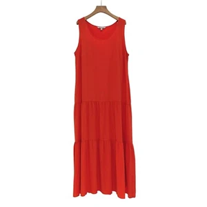 Elizabeth and James Maxi Tank Dress Tiered Flame Orange XL Vibrant Bold Chic - Picture 1 of 14