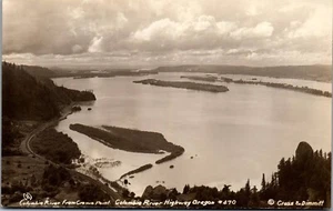 Vintage RPPC Postcard Columbia River Crown Point Columbia Hwy OR AZO Aerial - Picture 1 of 3