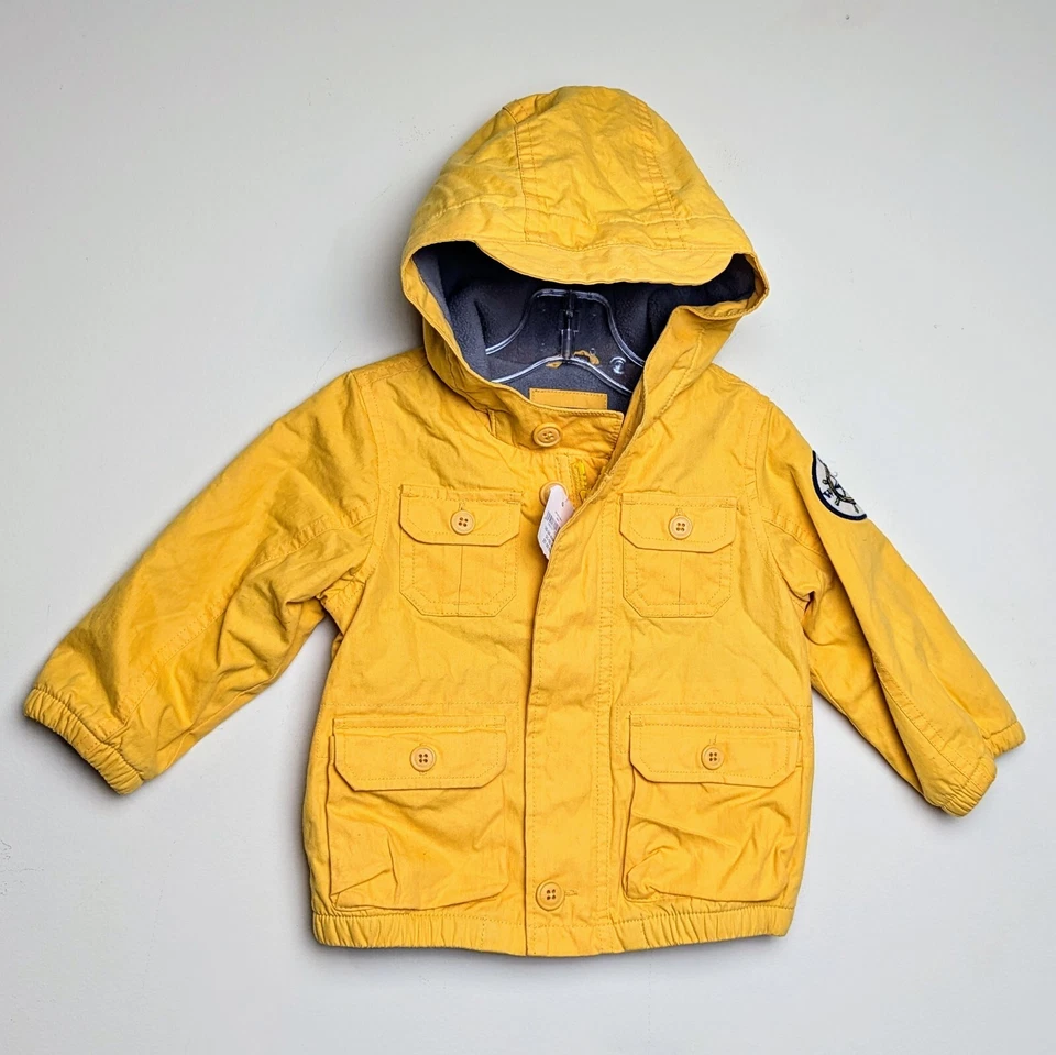Linda chaqueta de invierno Baby Gap 18-24 meses amarilla brillante con cremallera con capucha nueva con etiquetas Foto 1 de 4