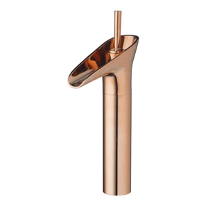 Bathroom Vanity Basin Faucet Rose Gold Waterfall Spout Mixer Single Handle Taps - Picture 1 of 10