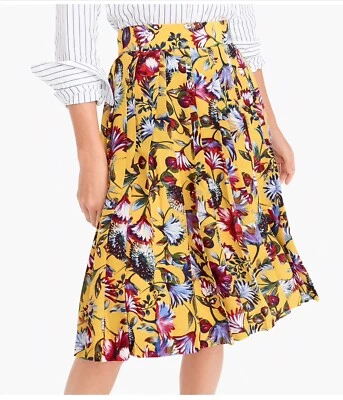 Falda midi de seda con doble pliegue estampado floral talla 10 multicolor o Foto 1 de 4