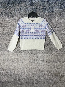 Freshman 1996 Crewneck Sweater Ivory Girls Size 6 K734 FAIR ISLE - Picture 1 of 6