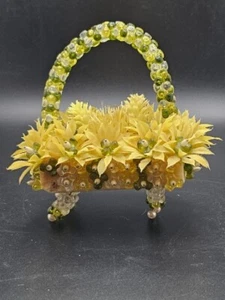 VINTAGE BEAD & PIN BASKET w/ Legs Proctor & Gamble Soap CRAFT Gypsy FOLK POP ART - Picture 1 of 3