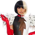 Perruque costume Cruella de Vil Deville droite court bob bangs fête cosplay 999478