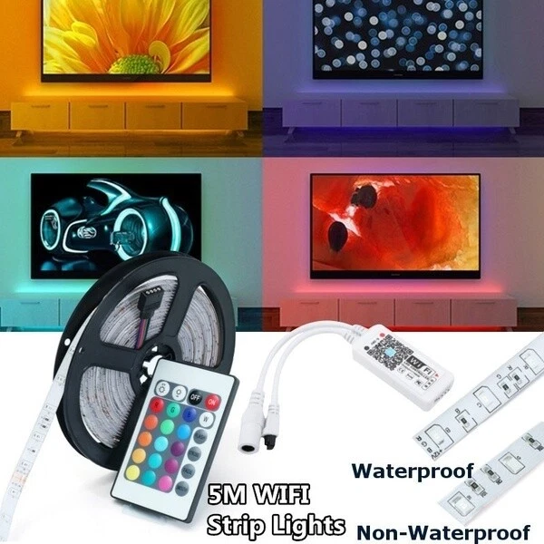 STRISCIA A LED SMD 3528 RGB IP65 5 METRI BOBINA CON ALIMENTATORE E TELECOMANDO - Immagine 1 di 1