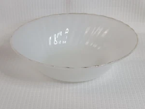Fire King Milk Glass gold trim Swirl Scalloped brim Anchor Hocking Round Bowl - Picture 1 of 8