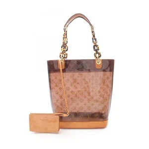 LOUIS VUITTON Cabas Amble MM Tote Bag M92501 Monogram Plastics Brown Used women - Picture 1 of 12