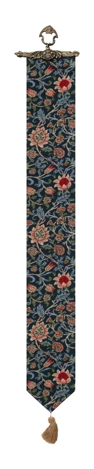 Flowers of William Morris - Blue Belgian Fine Art Tapestry Bell Pull