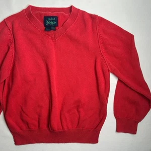 Mini Boden Red V-Neck Pullover Jumper Sweater Sz 5-6 y - Picture 1 of 6