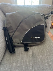 Champion Laptop Messenger Bag Black Gray Shoulder Strap NWT Padded Travel Work - Picture 1 of 9
