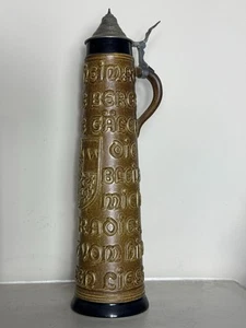 12"Original King Lidded Beer Stein, German Drink Song My Home Is In The Mountain - Afbeelding 1 van 9