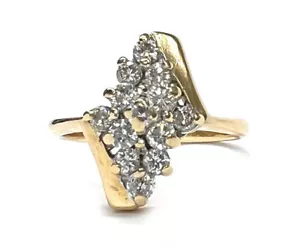 14kt Gelbgold Damen 36 Stck. Diamant Cluster Cocktail Ring Größe 6 - Bild 1 von 4