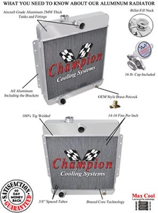 1949-56 Cadillac Champion Cooling CA 3 Row Aluminum Radiator Series 60's - Picture 1 of 7