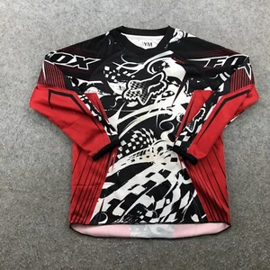 VINTAGE Fox Jersey Youth Medium Long Sleeve Black Red White Cycling Motocross - Picture 1 of 10