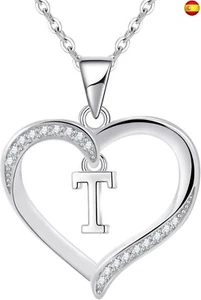 Cosie Lily Collar Mujer Colgante Corazon Collar con Inicial A-Z,Collar Plata de - Imagen 1 de 7