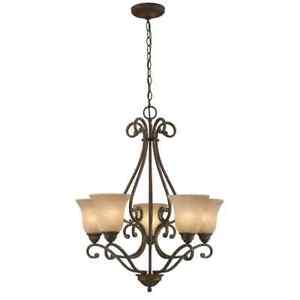 portfolio linkhorn 5-light iron stone vintage chandelier aged bronze