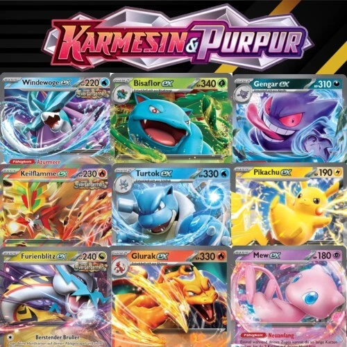 Pokemon Karten EX AUSWAHL Karmesin Purpur DEUTSCH Pikachu Mewtu Glurak Mew Evoli - Bild 1 von 4