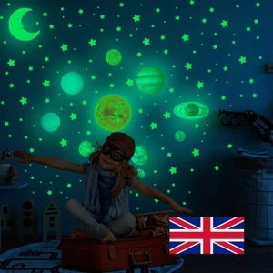 525x Wall Stickers Glow In The Dark Luminous Stars And Moon Planet Space-Bedroom - Picture 1 of 10