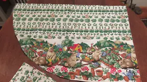 VTG Wilton Court EASTER Tablecloth Cotton Rabbits In Garden Oval 56" W X 80" L - Picture 1 of 3