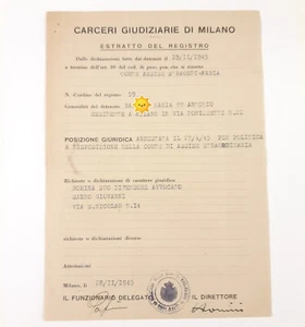 R.S.I. Documento del 28 NOVEMBRE 1945 - Estratto del Registro - Carceri Giudiz. - Picture 1 of 2