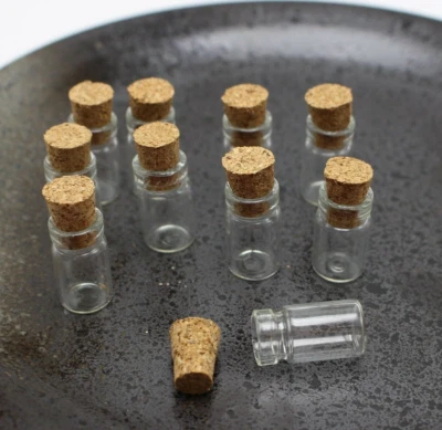 100 mini frascos colgantes de botella de corcho de vidrio vacíos dijes de deseos transparentes 10x18 mm - Imagen 1 de 4