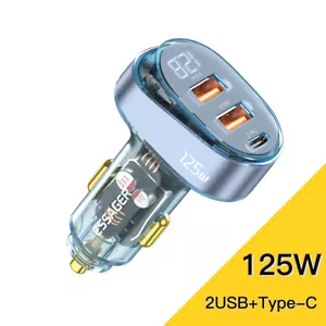 125W Car Dual USB Charger Type-C PD 65W Fast Charging For iPhone 14 13 12 Laptop - Picture 1 of 10