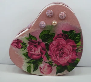 Handarbeit, Geschenkverpackung,Herz,Rosen,Spanschachtel,Hochzeit, Geld,Gutschein - Bild 1 von 3