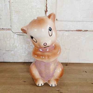 Vintage Squirrel Bank Pink Brown Handpainted Japan - Picture 1 of 8