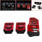 Universal Car Clutch Brake Foot Pedals With Non Slip Red Cover Set Of 3